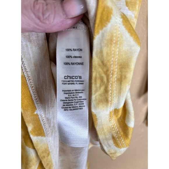 Chico’s 100% Rayon Top, Tie-Dye Design, Yellow, Size 1 (Large) - Picture 6 of 6